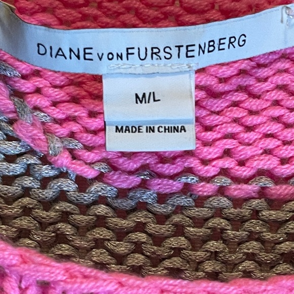 Diane von Furstenberg Zita Intarsia Oversized Sweater in Hexagon Halves Sz M/L - Picture 4 of 8